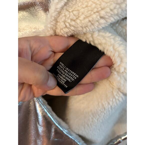 7 For All Mankind Los Angeles Silver Faux Shearling Coat Jacket Size Small NWT - Picture 5 of 10